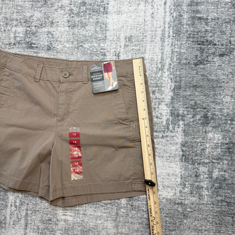 Eddie Bauer Shorts Womens 14 Taupe Juniper Ripstop Chino Stretch Hiking Outdoor - Picture 11 of 12